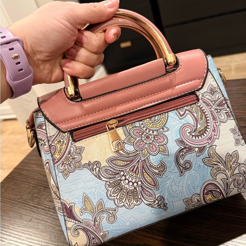 Chic Paisley Mini Bag in Pink and Blue - Picture 2 of 3
